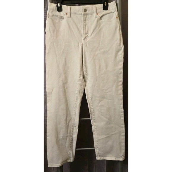 Lands End Women's White Mid Rise Straight‎ Leg Denim Jeans 8 - Picture 2 of 9